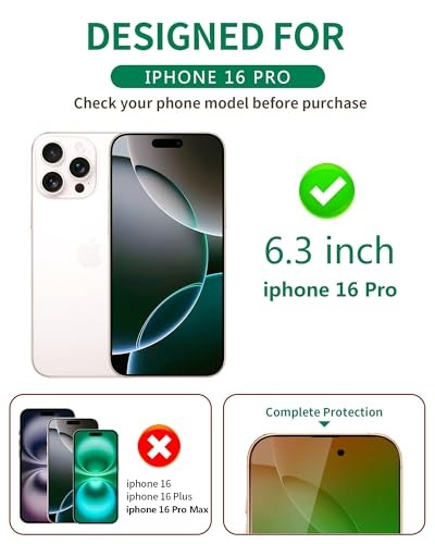 2 Pack for iPhone 16 Pro Privacy Screen Gradient Green for iPhone 16 Pro