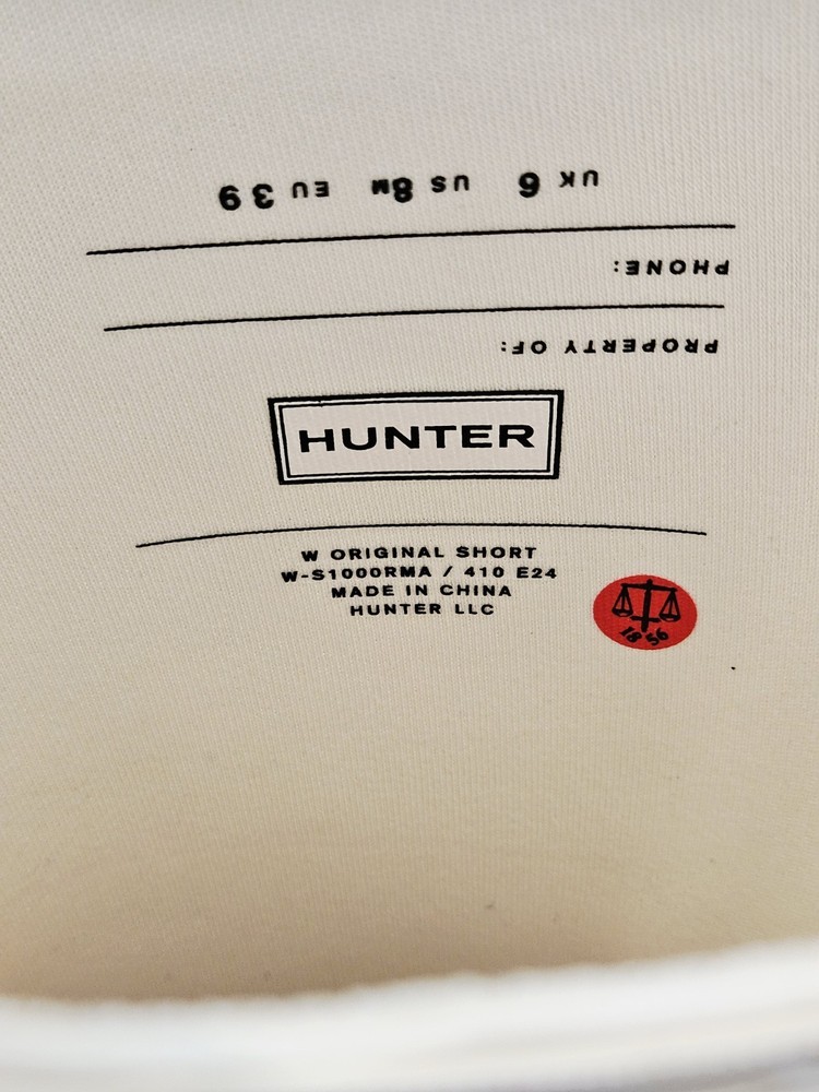 NEW HUNTER SIZE8 WOMEN'S ORIGINAL SHORT RAIN BOOTS IVORY