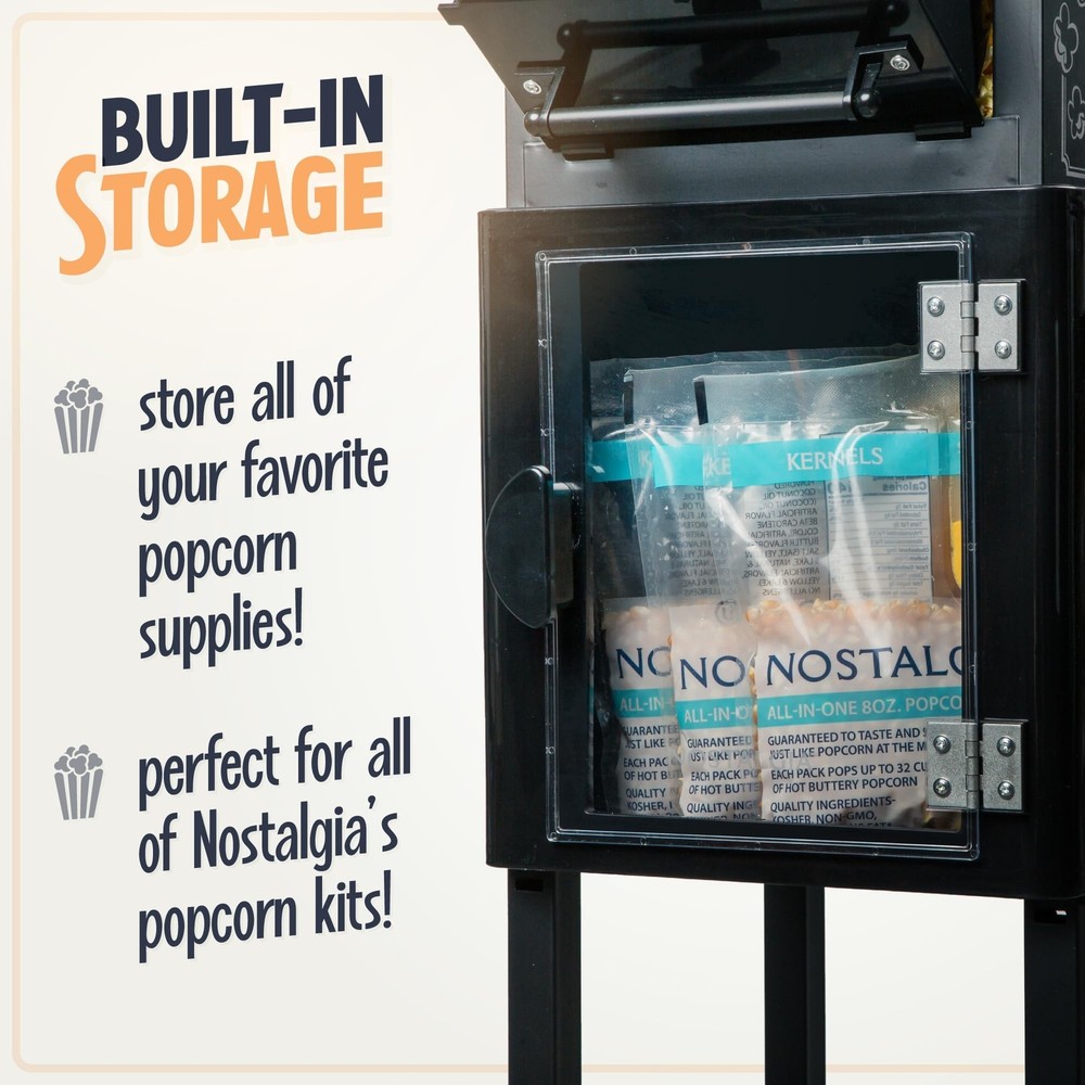 Nostalgia Popcorn Maker Machine - Professional Cart With 2.5 Oz Kettle Makes ...