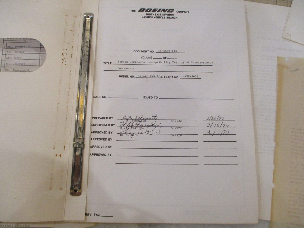 1960s NASA MSFC/BOEING APOLLO/SATURN V ACTUATOR TESTING REPORTS INTERNAL NOTES++