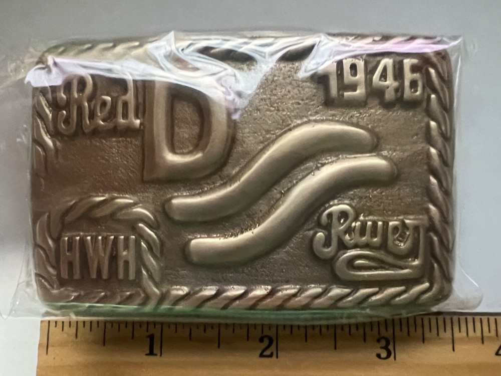 John Wayne SOLID BRASS "The Duke" Red River Belt Buckle 1946 HWH initial version