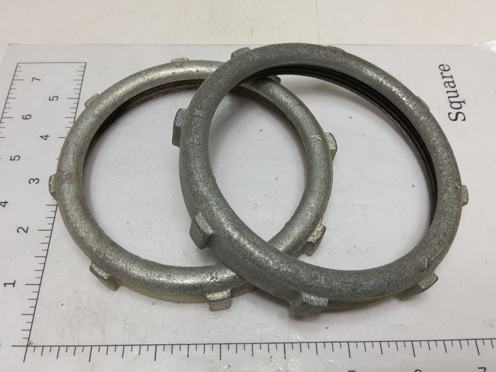 LOT OF 2 MALLEABLE IRON LOCKNUTS 4" (NOS)