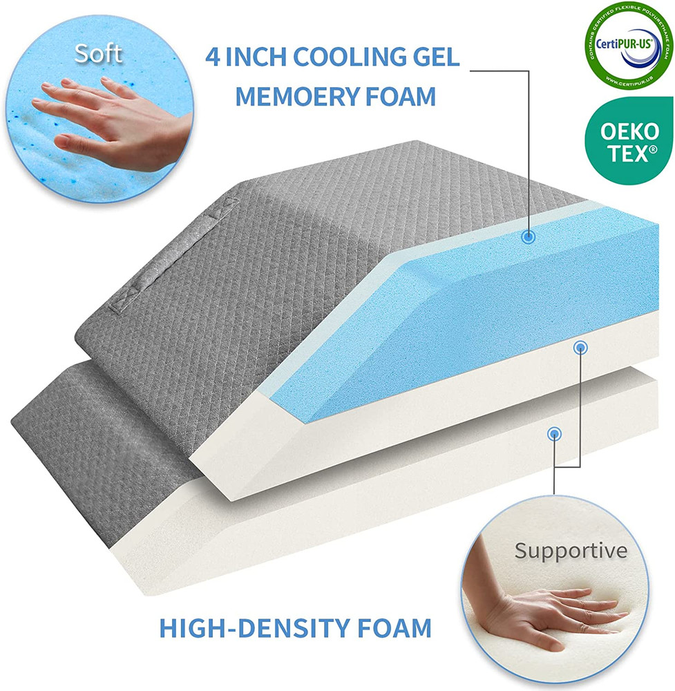 Adjustable Leg Elevation Pillows for Swelling, Cooling Gel Memory Foam Wedge Pil
