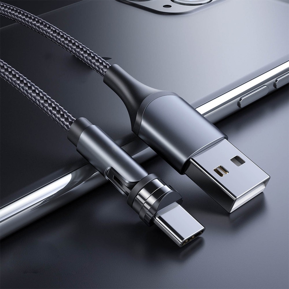 Nylon 3 in 1 Type C Charging Cable 540 Degree Rotating Magnetic Data Cable