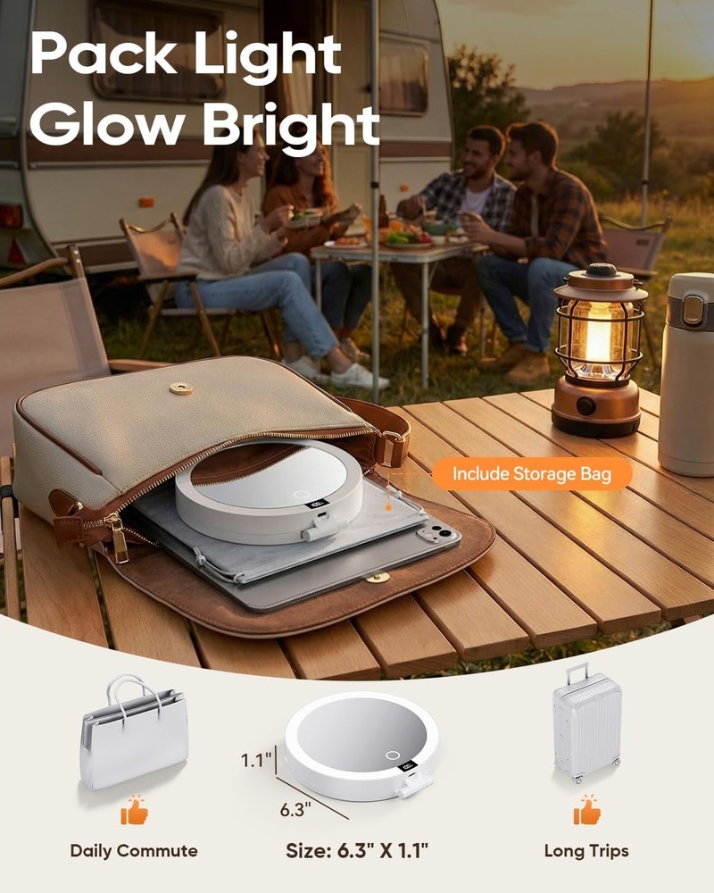 Makeup Mirror with Lights 20X/1X Dual Sided Magnifying Mirror