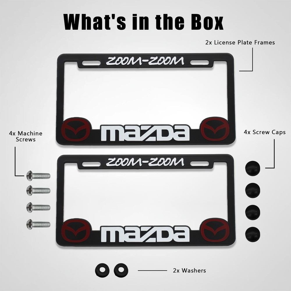 NEW 2pcs-Mazda-black Plastic license plate frame