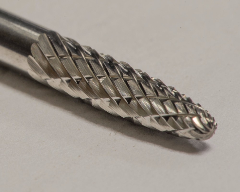 SF42D Tree Shape SOLID Carbide Burr Bur Cutting Tool Die Grinder Bit 1/8"