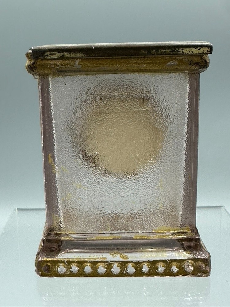 1910s MANTEL CLOCK Glass CANDY CONTAINER Antique A&E 164