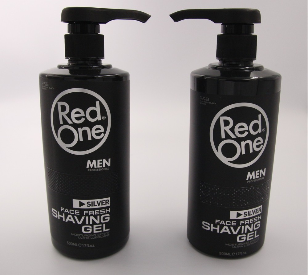 2xRed One Silver Face Fresh Shaving Gel 500ml each