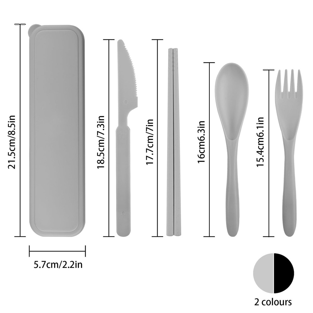 2 Sets Plastic Reusable Utensils Set with Case, Travel Chopsticks Fork Spoon ...
