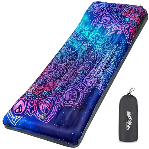 Camping Sleeping Pad Extra Thick 5 Inch Inflatable Camping Pad Blue Purple
