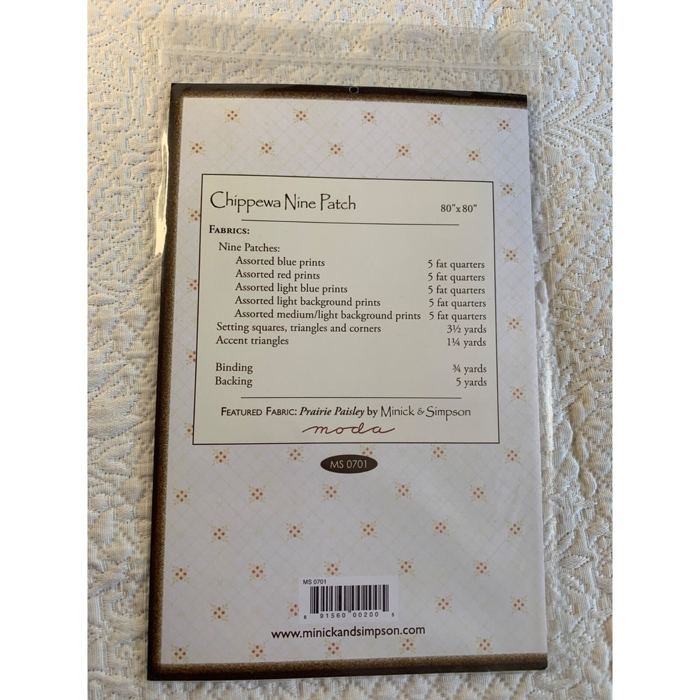 Minick & Simpson Chippewa Nine Patch Quilt Pattern - New