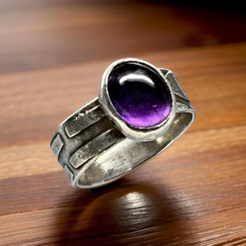 Dragonfly Amethyst Sterling Ring Size 7
