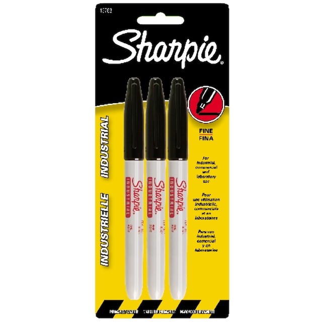 Sharpie Industrial 3 -Pack Fine Black Marker