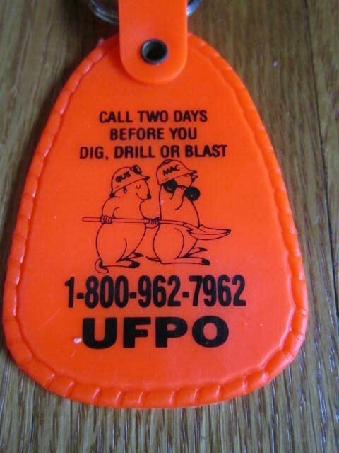 Key Ring UFPO Underground Facilities Protective Organization Call B4Dig Keychain