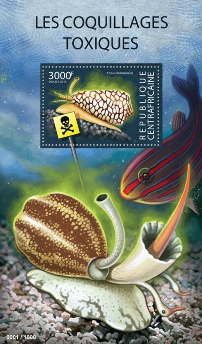 Centrafrique 2015 MNH. SHELLS. Michel Code: 5520 / Bl.1323