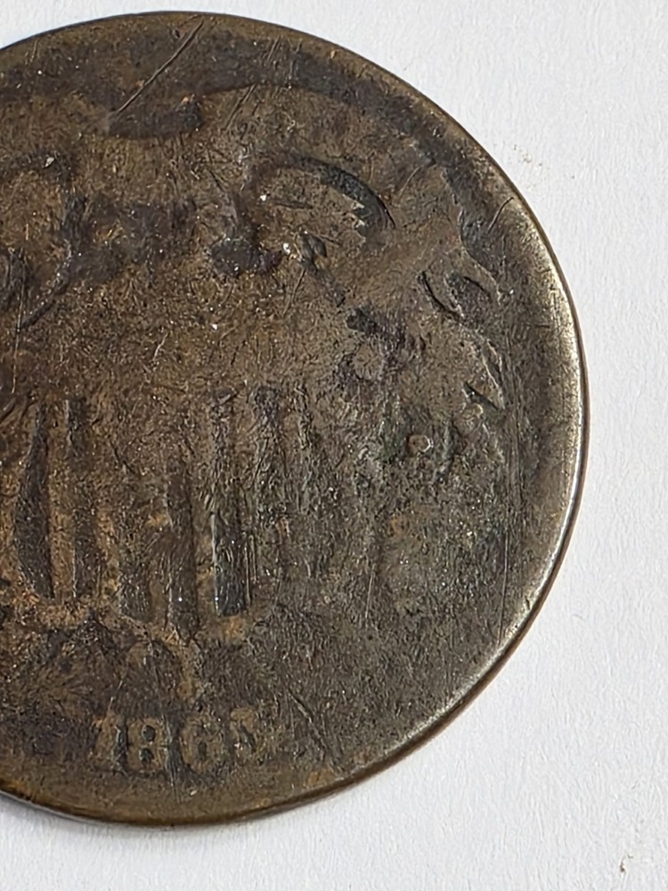 1865 2 Cent Piece Coin Fancy 5