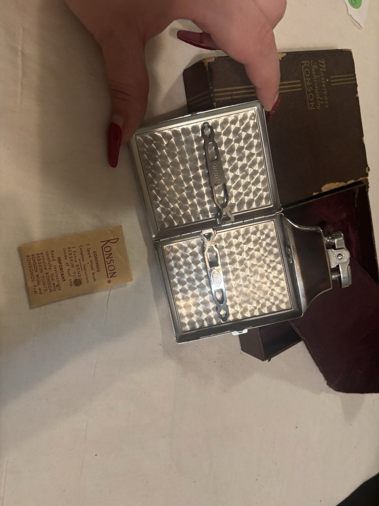 Vintage Ronson Mastercase Lighter & Cigarette Case w/ Box – 1940s-50 (untested)
