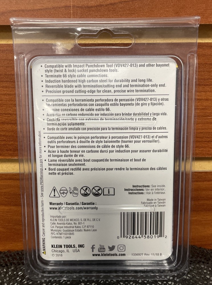 Klein Tools VDV427-016-SEN Punchdown Tool Blade, 66 Type