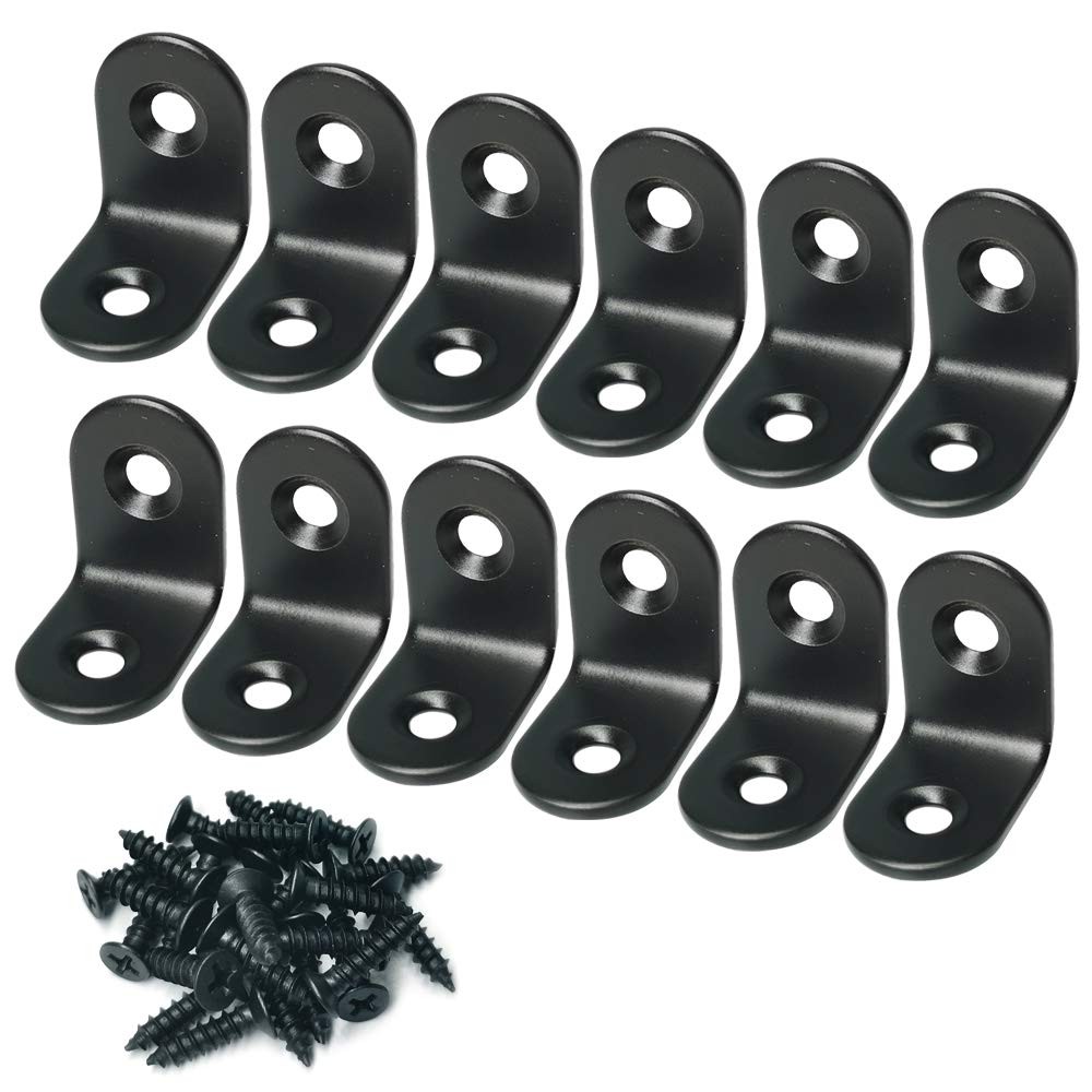 Corner Brace Alamic Right Angle Bracket Stainless Brace_20x20mm, Black