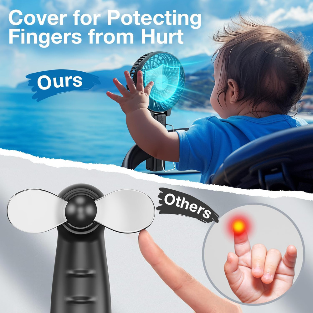 Versiontech. Portable Handheld Fan, Powerful+Durable+4000Mah+180° Foldable, Mini