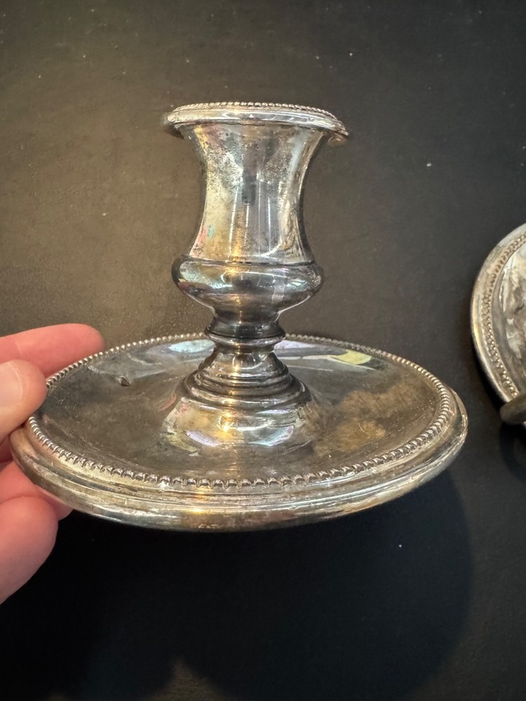 2 Antique Silver-plate Candle Holder