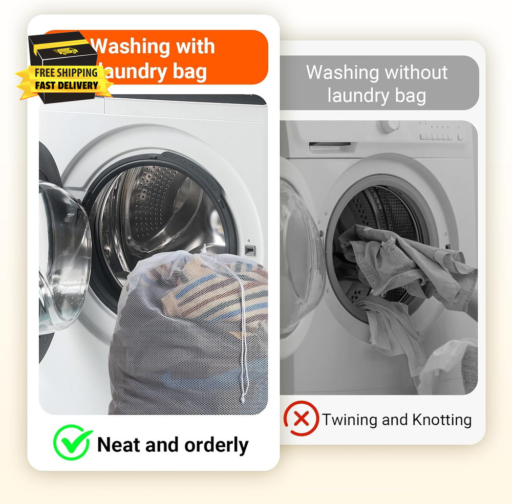 Extra Large Mesh Laundry Bag Heavy Duty Mesh Wash Bag with Drawstring Closure fo