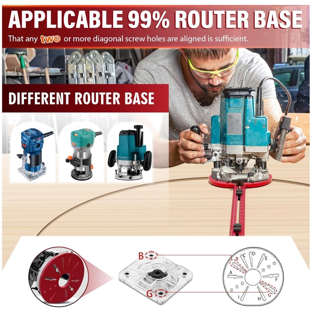 Adjustable Router Milling Groove Bracket - Large Circles