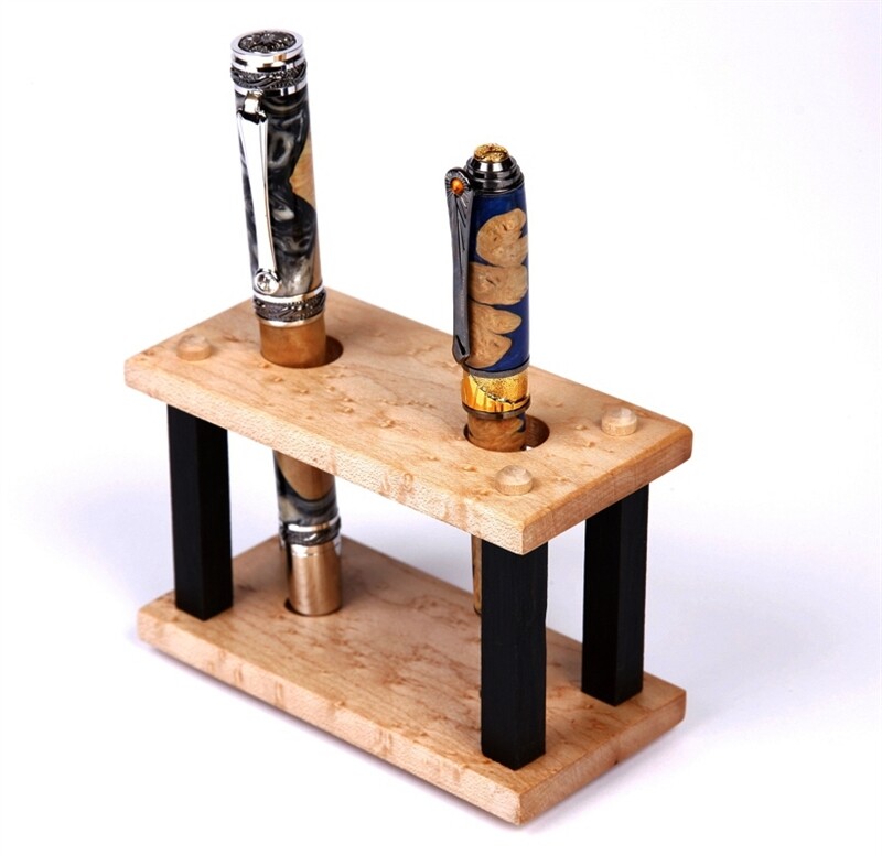 Lanier Pens - Maple and Ebony Upright Stand - 2 Pen