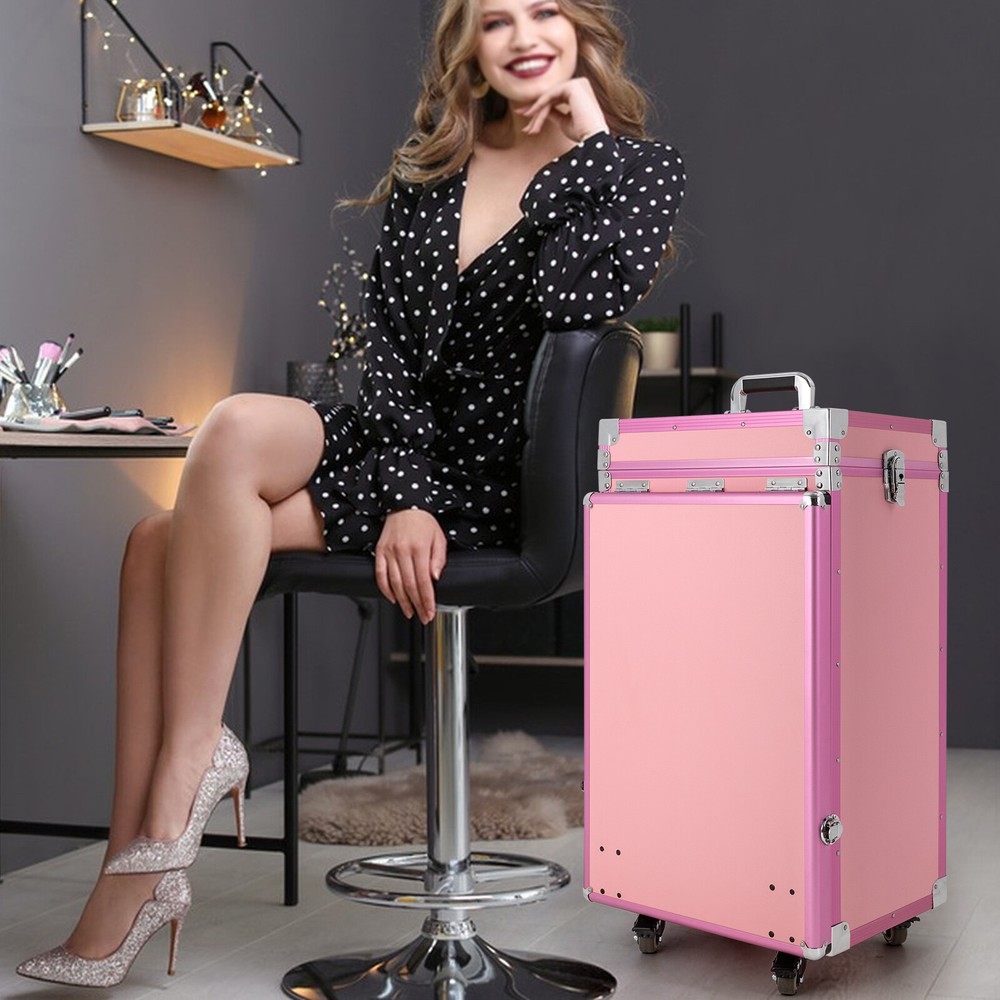 Nail Desk Mobile Station Rolling Makeup Train Case Manicure Table with Speaker