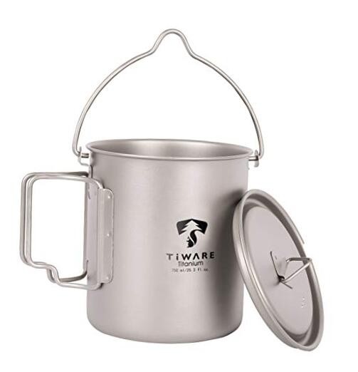Titanium 750ml Multi Function Cup Pot Cookware Compact Cooking Set w. Folding