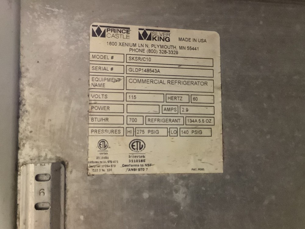 Refrigerator Undercounter Silver King SKSR/C10 115V TESTED
