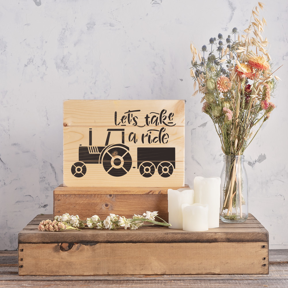 Tractor Ride Stencil - Durable & Reusable Mylar Stencils