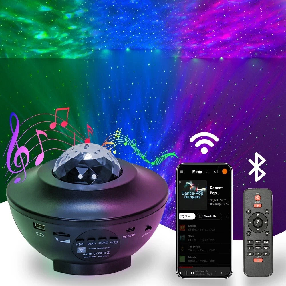 Starry Sky Projection Light Galaxy Night Light Bluetooth Music Player Remote Las