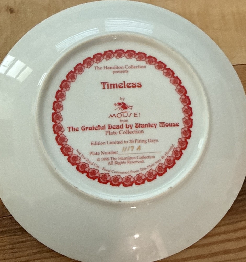 Grateful Dead Stanley Mouse Timeless Hamilton Collection Plate 24k 8.25”