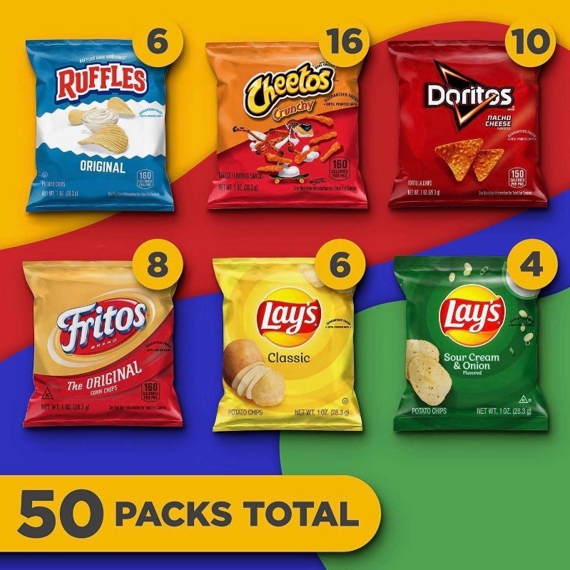 Frito-Lay Classic Mix Variety Pack 50 Count Assorted Chips Snack Box