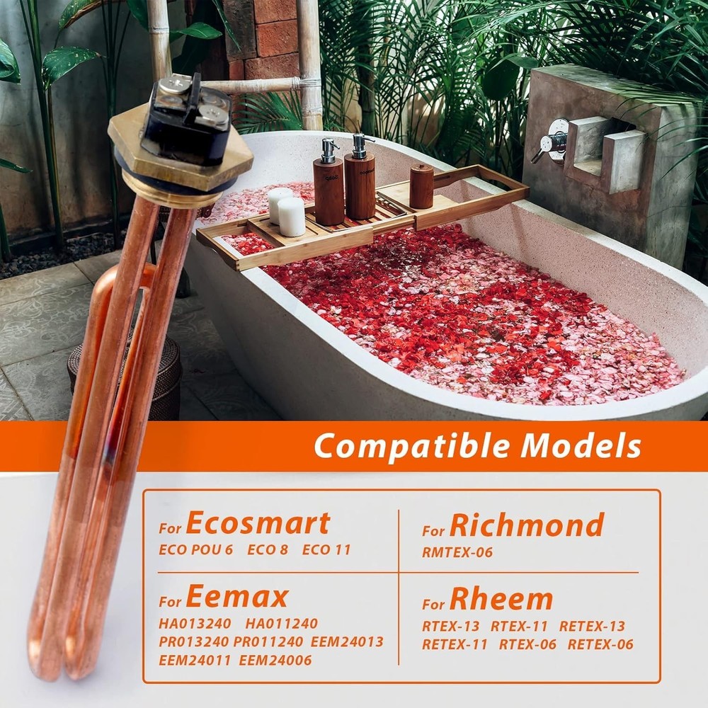 Efficient 2-Pack Water Heater Elements for Ecosmart & Rheem Models - HE 55220