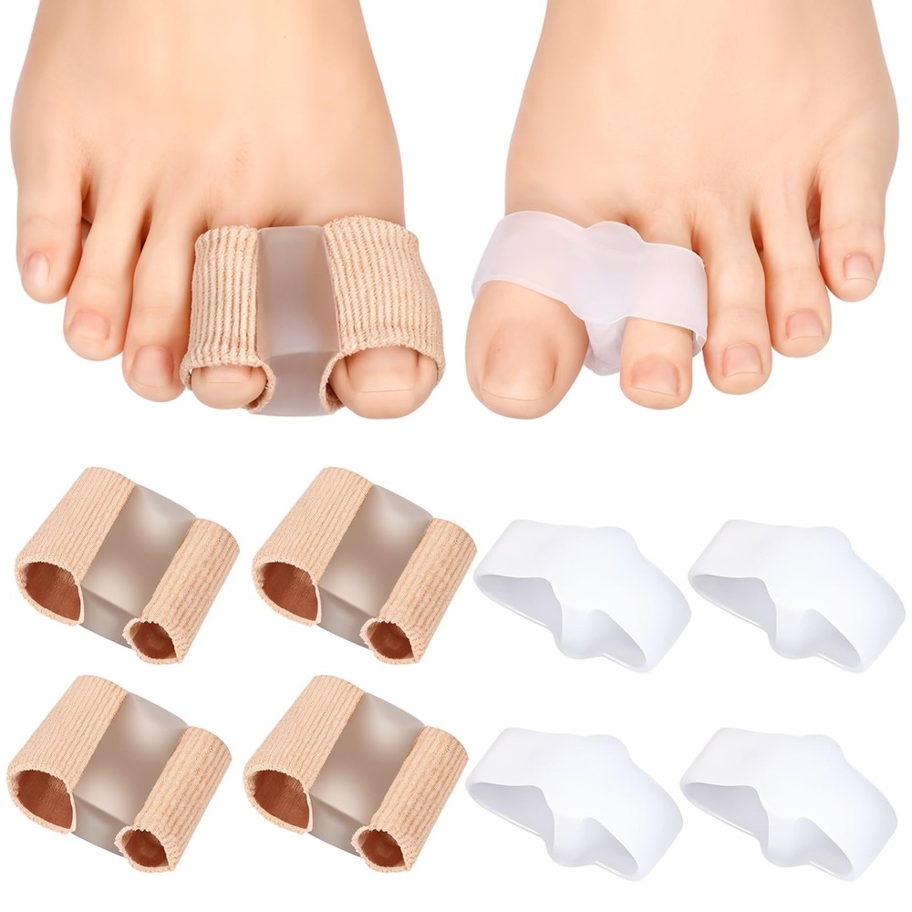 Qianyu 8 Pack Toe Separators Bunion Corrector with 2 Loops Overlapping...