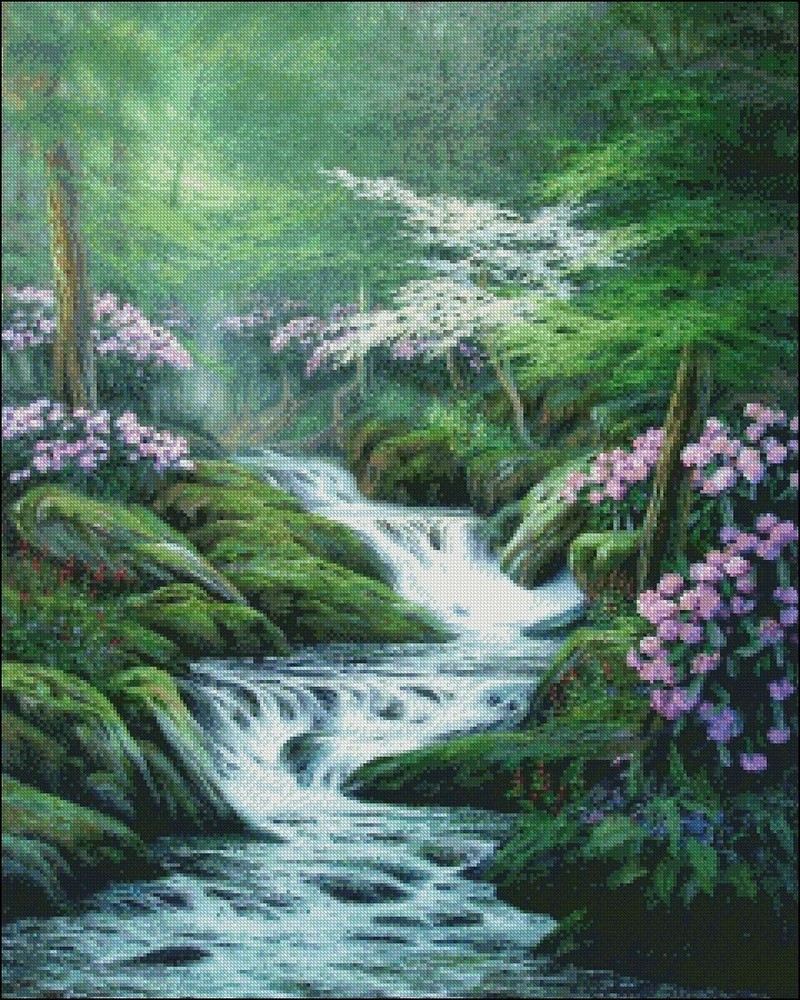 Chart Needlework DIY - Counted Cross Stitch Patterns - Appalachian Waterfall