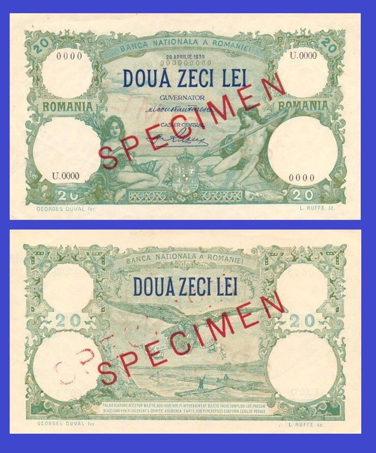 Romania 20 lei 1939 +- Copy