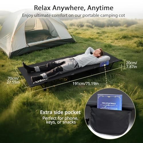 Ultralight Folding Camping Cot, Comfortable Portable Camping Cot Supports 275