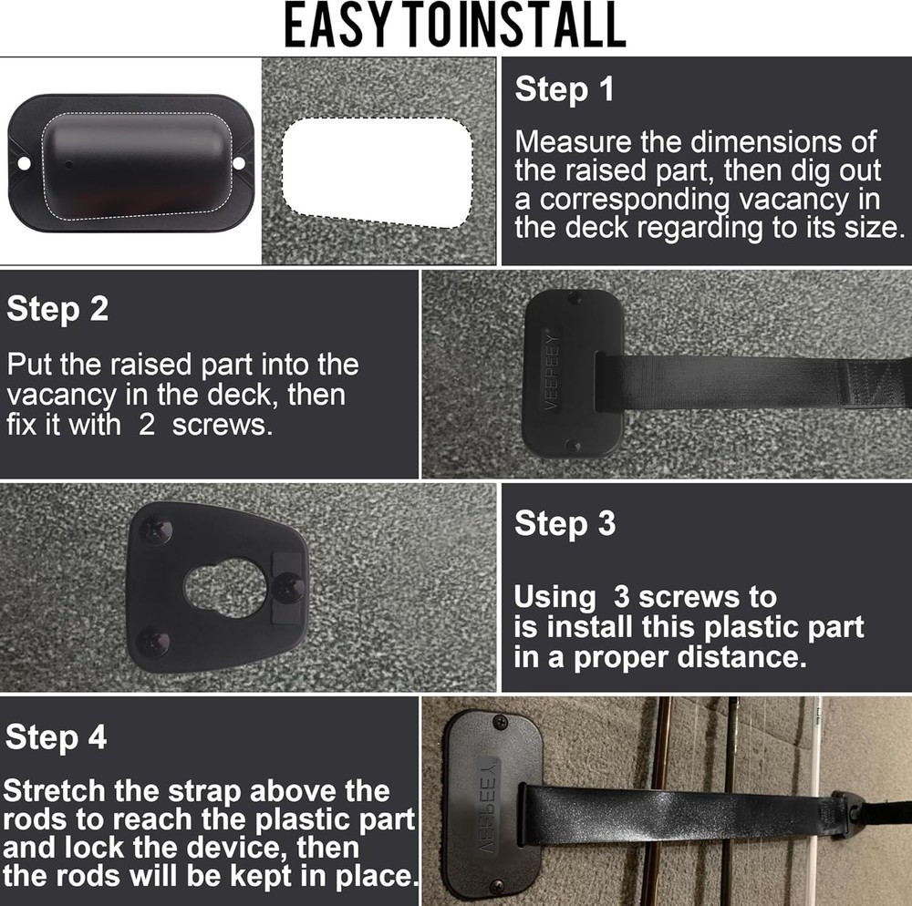 Fishing Rod Retractable Strap Deck Mount 2