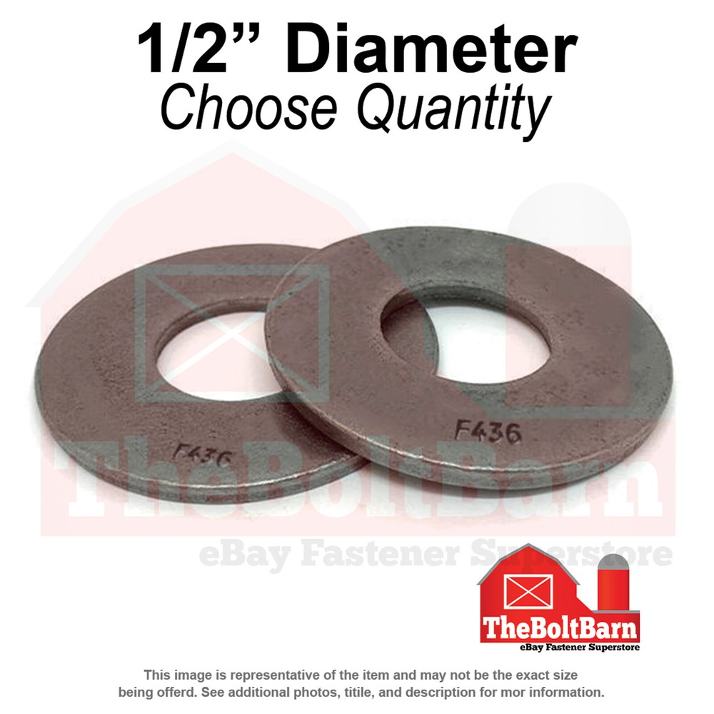 1/2" Hardened F436 Structural Flat Washers Plain (Pick Quantity)