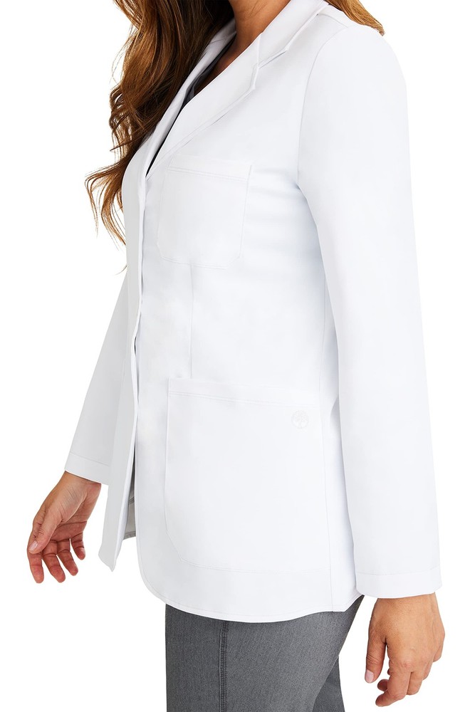 Womens Lab Coat 4 Pockets Moisture Wicking 2-Way Stretch Button Front 5160