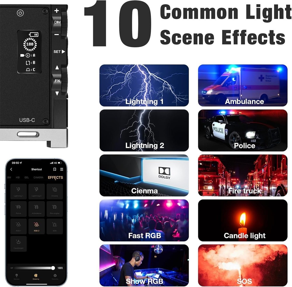 Versatile G1s Video Lighting with LCD Display - Perfect for Creators & Streamers