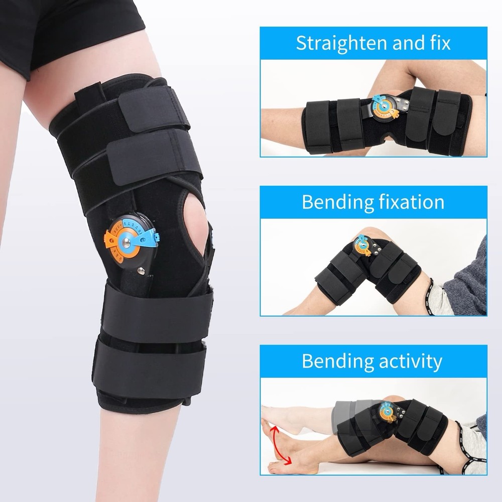 Hinged ROM Knee Brace Adjustable Immobilizer Medium M Left Or Right