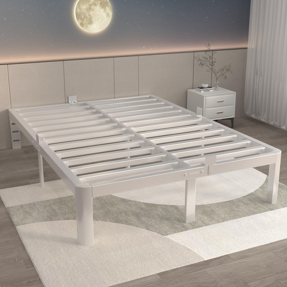 ITIMIDI 12 Inch White Queen Bed Frame, Metal Platform Bed Frame No Box Spring...