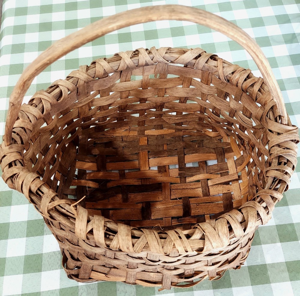 Vintage Split Oak Hand Woven Rustic Basket