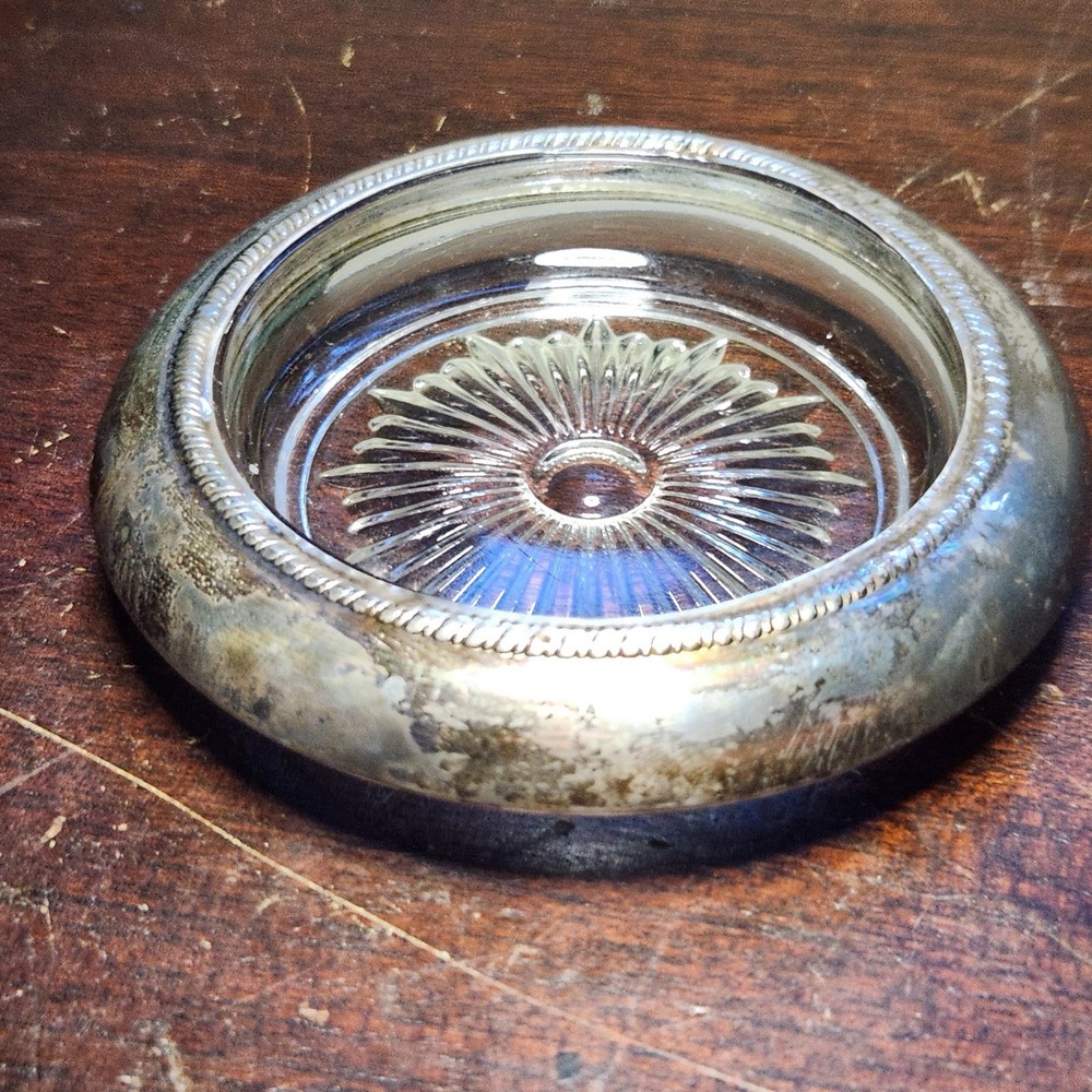 Sterling Silver & Glass Coaster By Laben