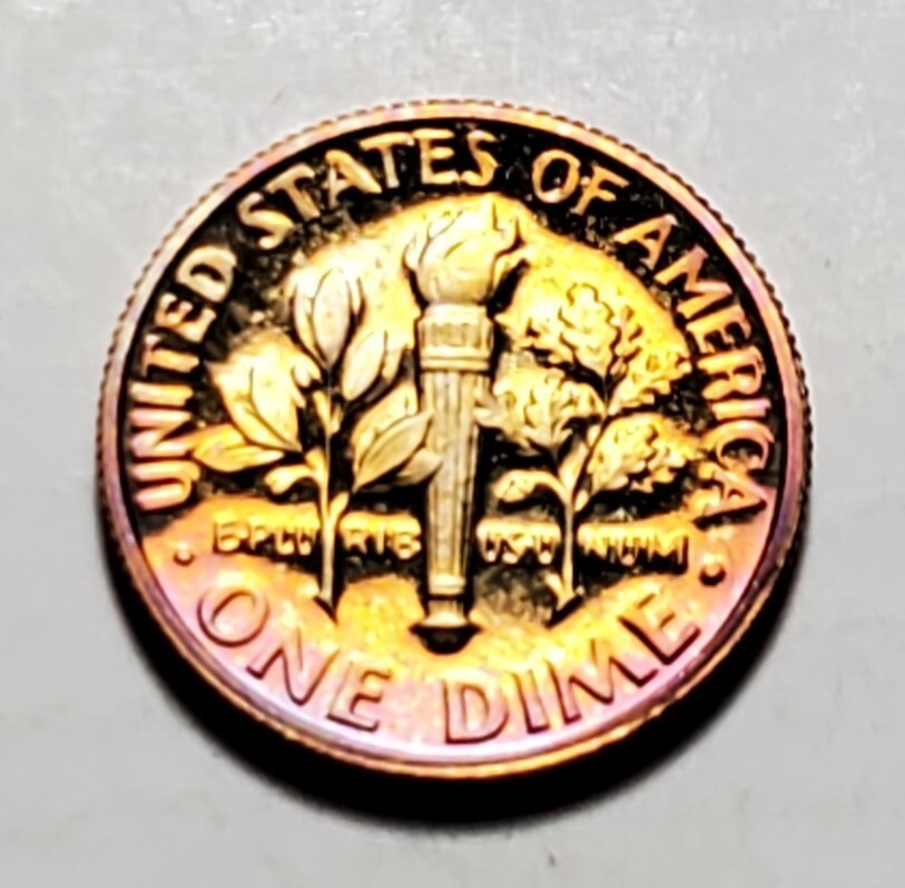 TONED 1987 S ROOSEVELT DIME PROOF UNC #C4051
